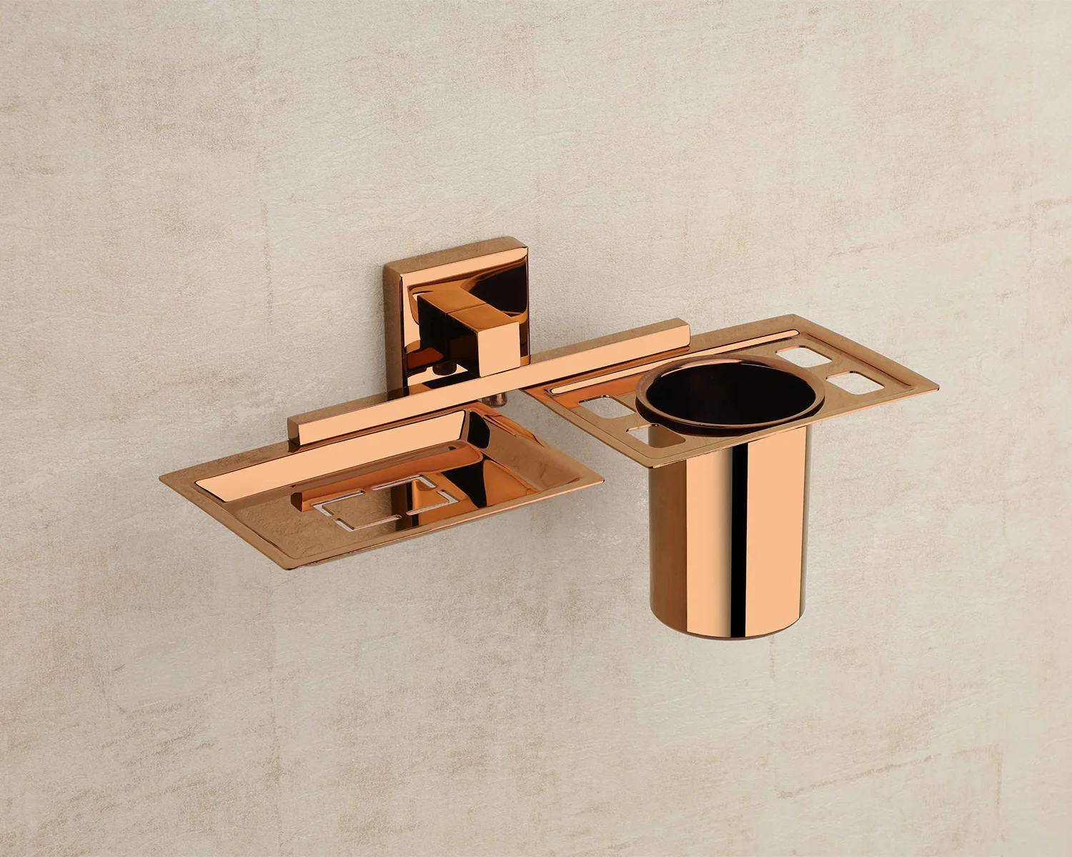 LUIZ ROSEGOLD Soap Dish + Toothbrush Holder