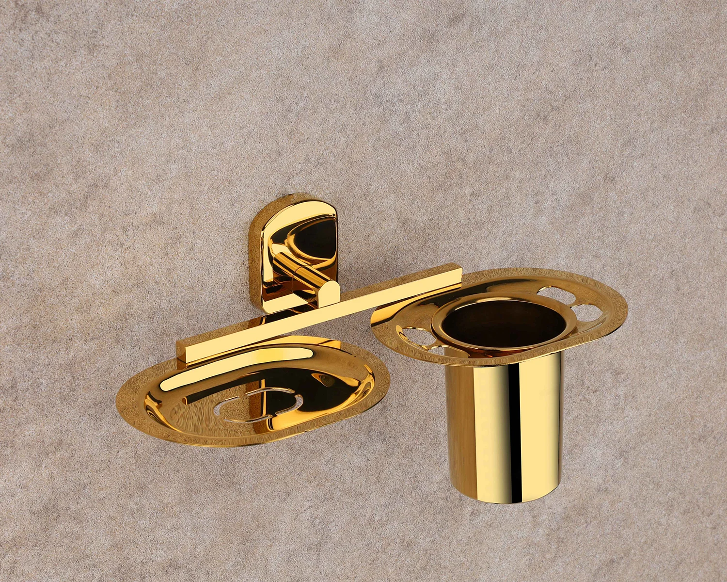 IRIS Gold Soap Dish + Toothbrush Holder