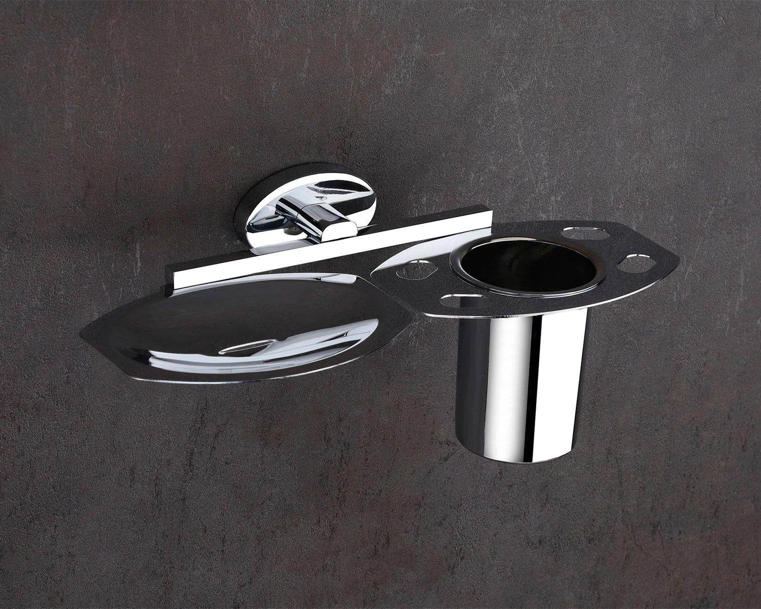 ELITE Chrome Soap Dish + Toothbrush Holder