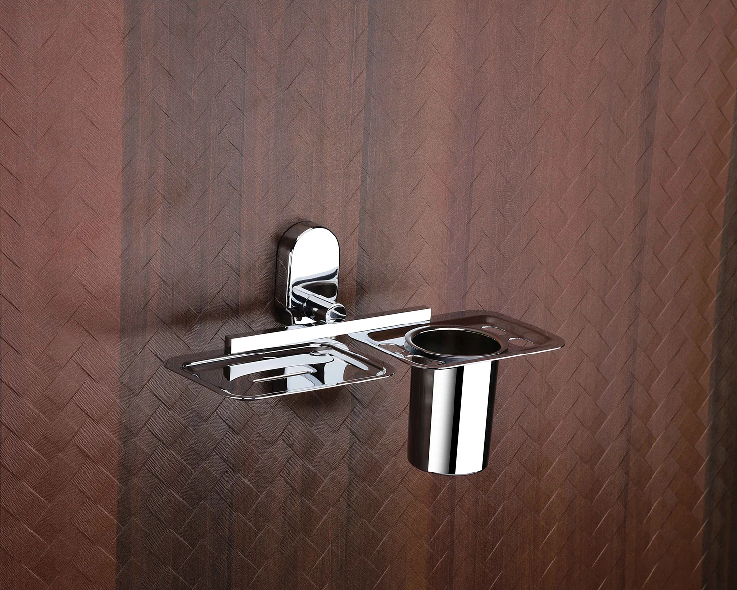 RUSTIC Chrome Soap Dish + Toothbrush Holder
