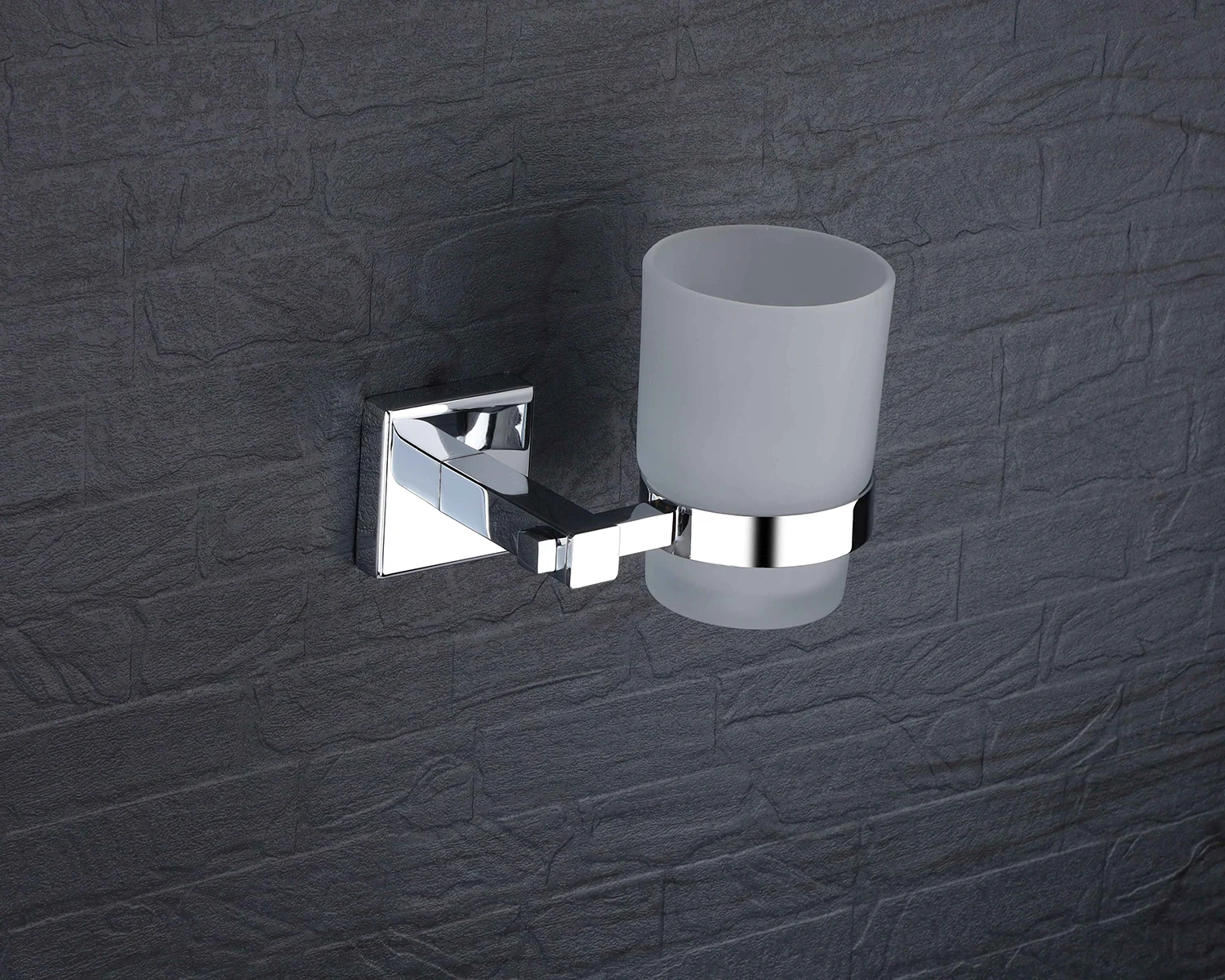 LUIZ Chrome Glass Toothbrush Holder