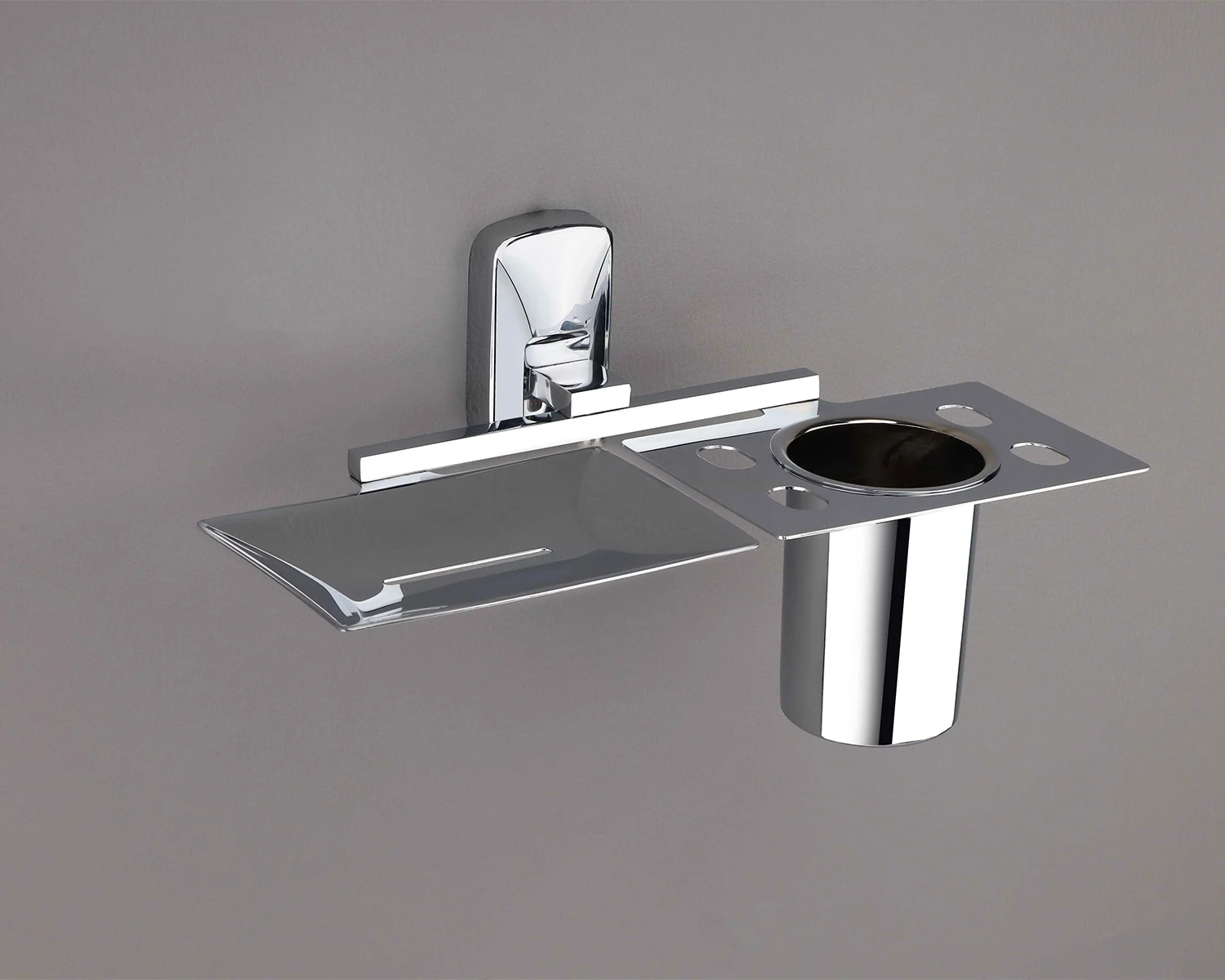 ARIES  Chrome Soap Dish + Toothbrush Holder