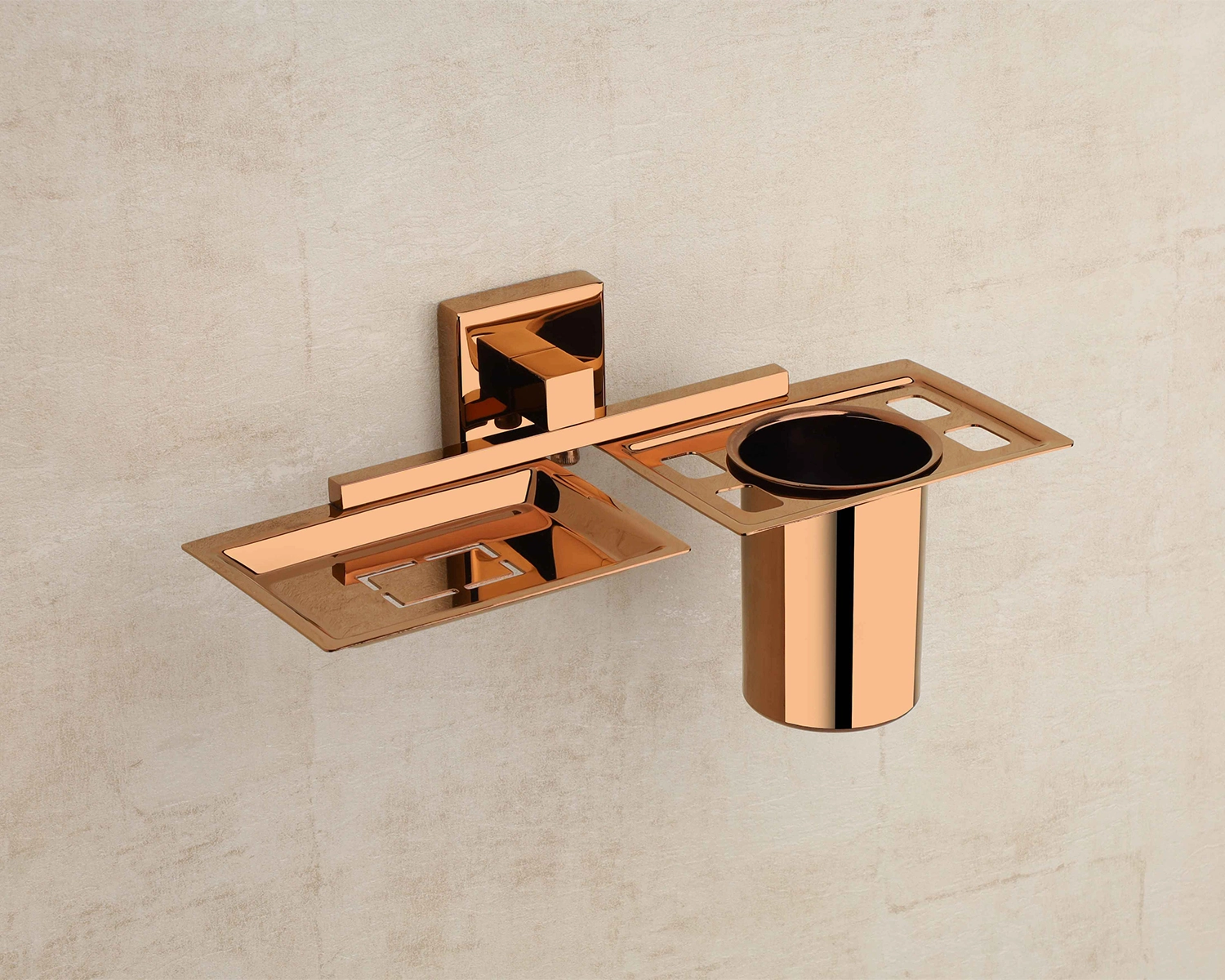 LUIZ ROSEGOLD Soap Dish + Toothbrush Holder