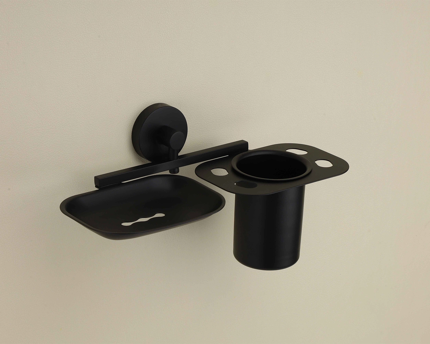 FUSION Black Matt Soap Dish + Toothbrush Holder