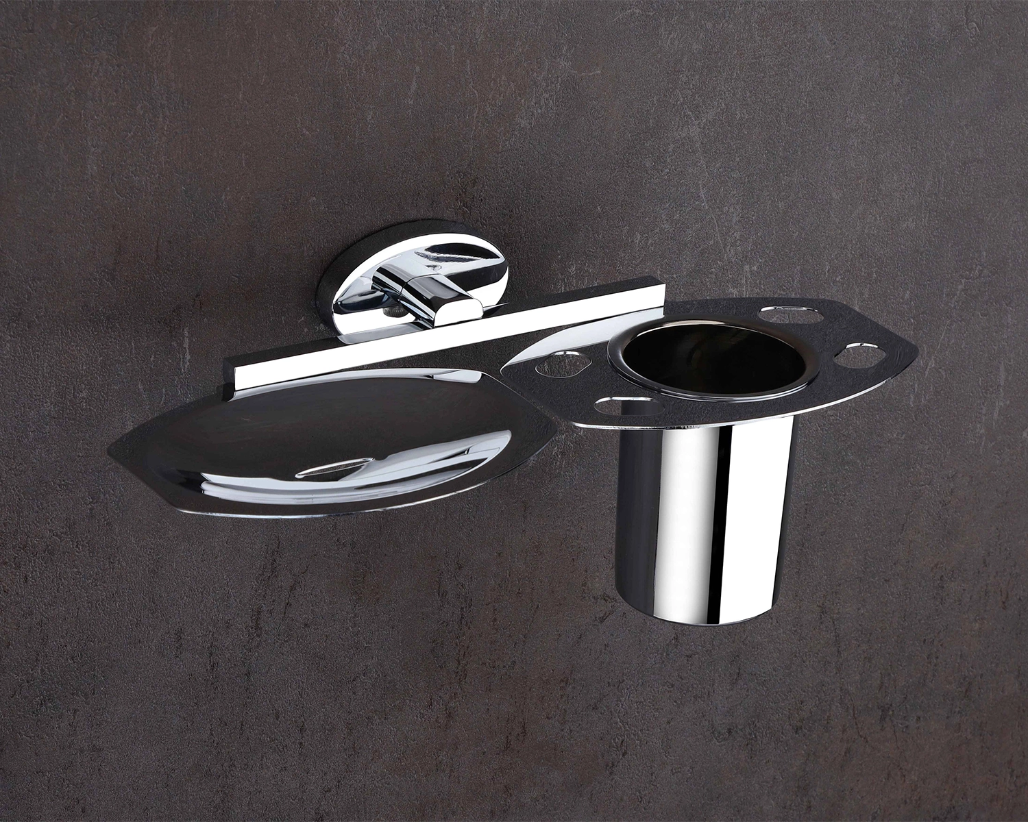 ELITE Chrome Soap Dish + Toothbrush Holder
