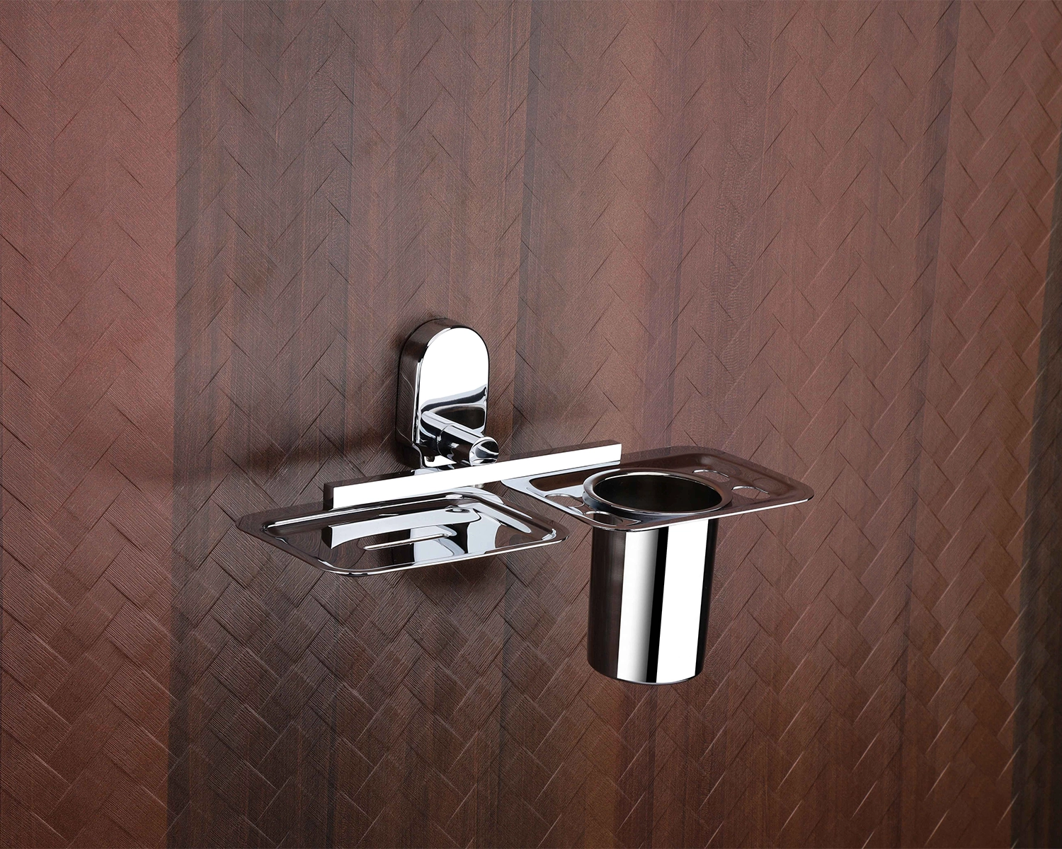 RUSTIC Chrome Soap Dish + Toothbrush Holder